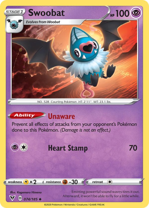 Swoobat (074 185) [Sword & Shield: Vivid Voltage] For Sale